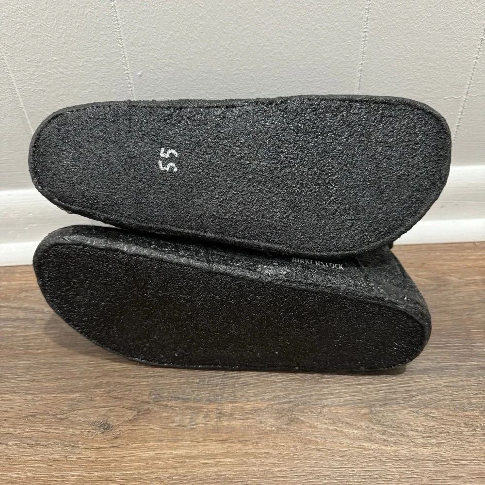 Birkenstock Andermatt Wool Felt Slipper Booties Black Grey Sz 44 Shearling Lined